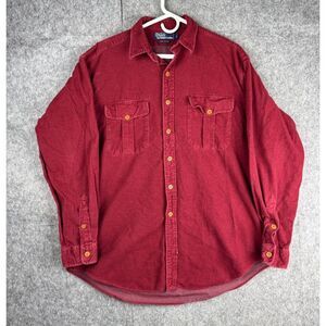 Polo Ralph Lauren Shirt Mens Large Red Chamois Long Sleeve Button Up